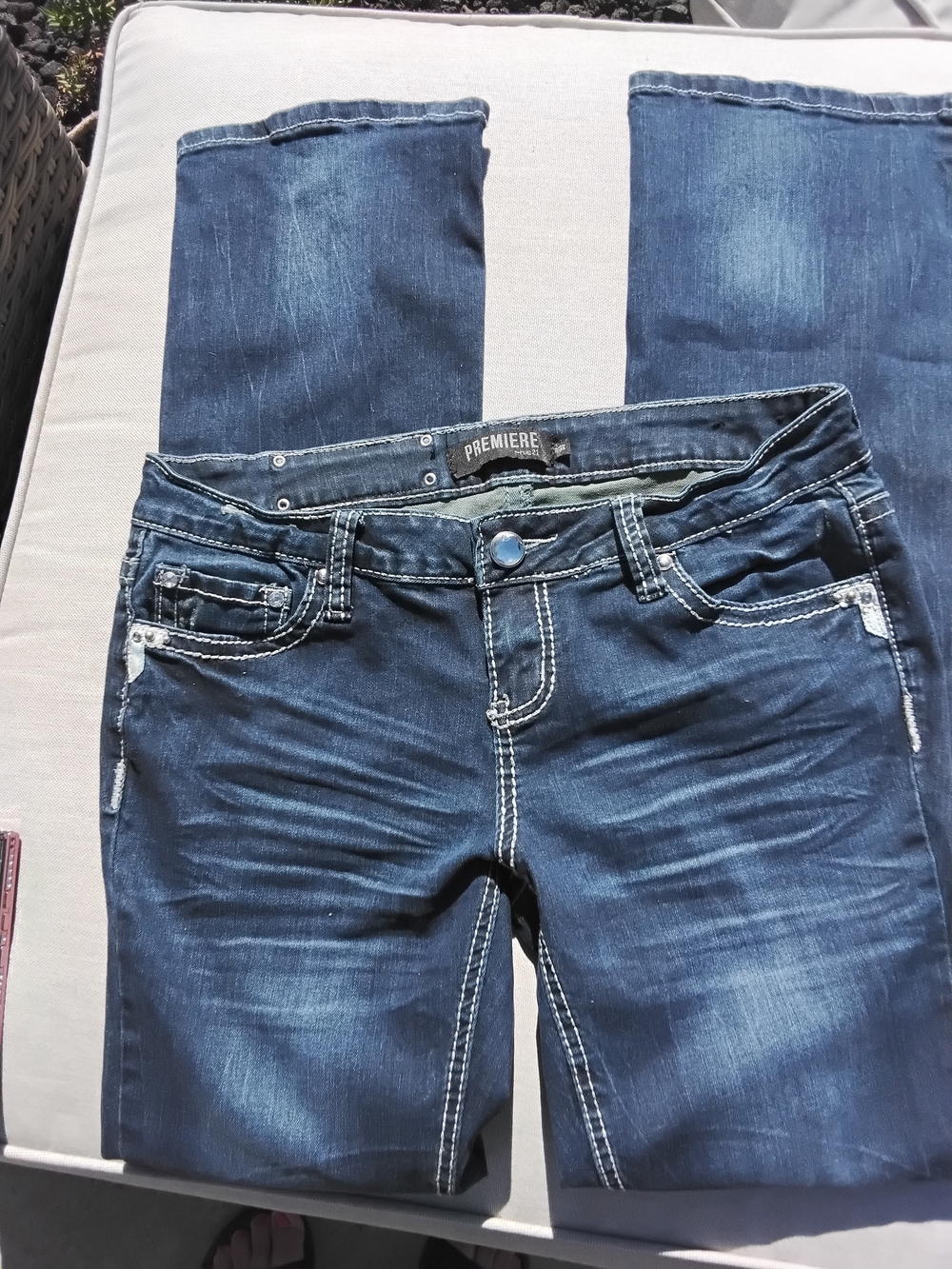 Premier Women's Dark Blue Skinny Jeans with Faded Wash